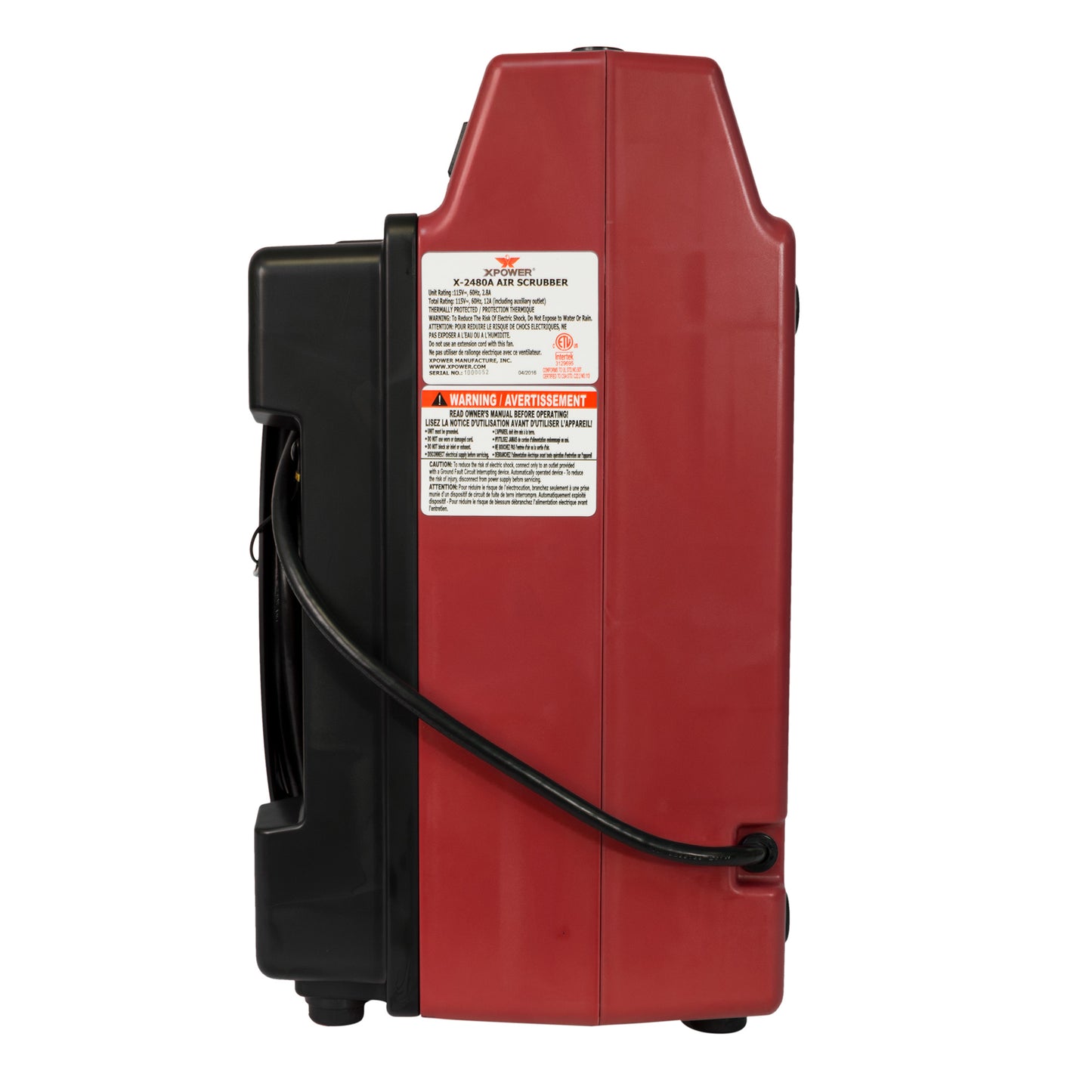 XPOWER X-2480A Professional 3-Stage Mini HEPA Air Scrubber (1/2 HP) - 550 CFM
