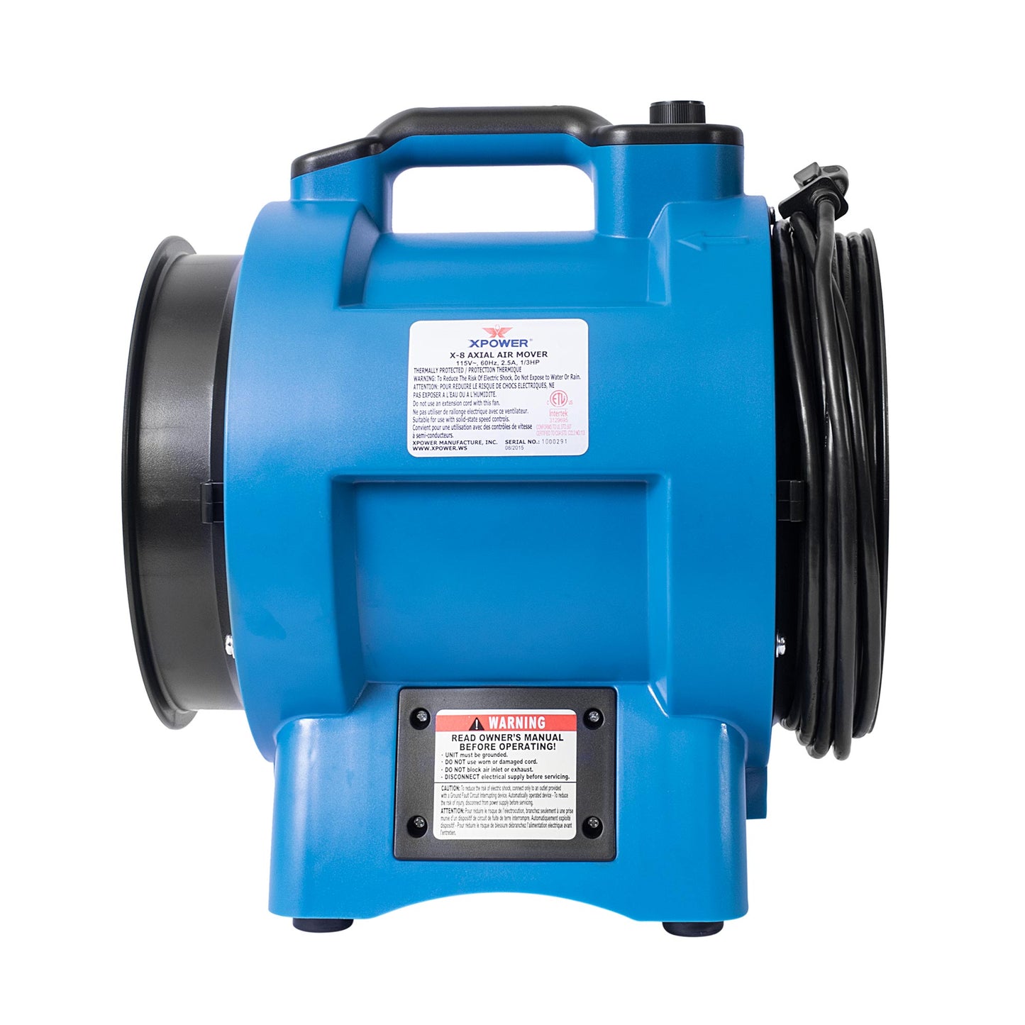 XPOWER X-8 Industrial Confined Space Fan (1/3 HP) - 1200 CFM