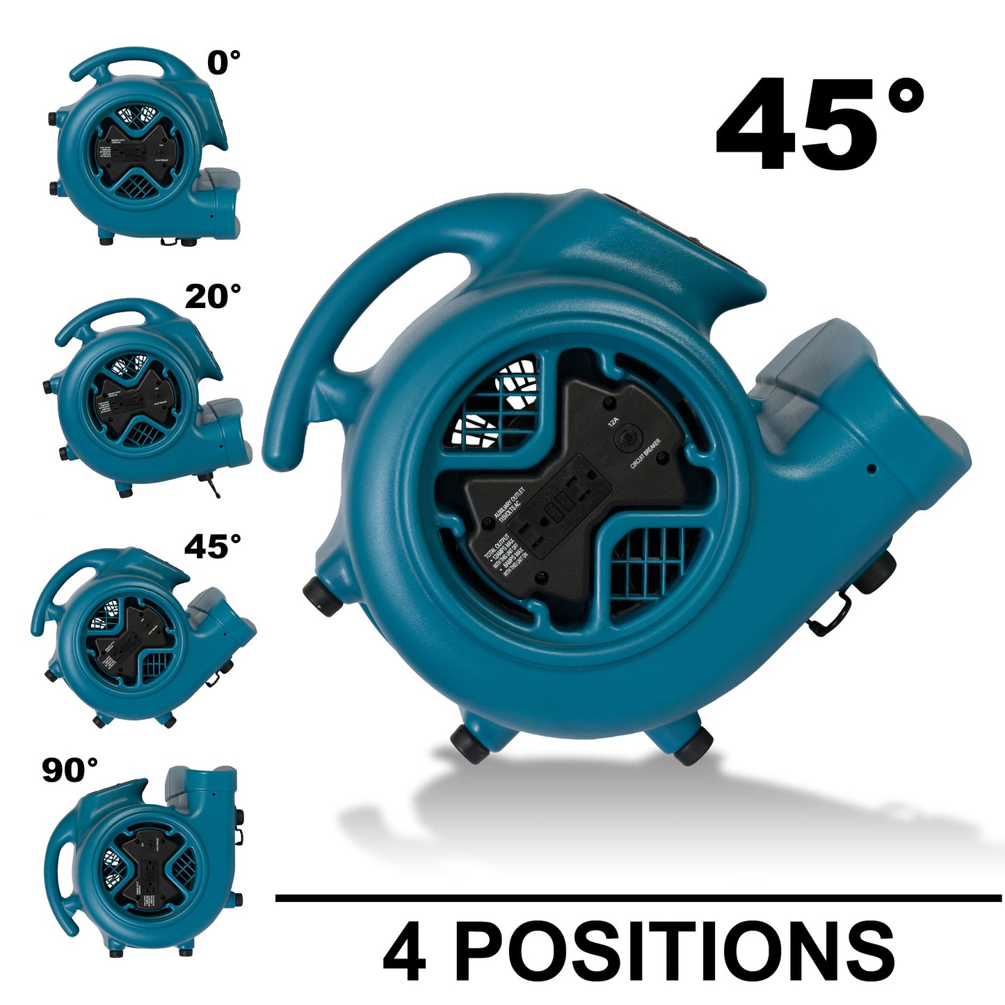 XPOWER X-600A Air Mover with GFCI Daisy Chain (1/3 HP) - 2400 CFM ABS Plastic